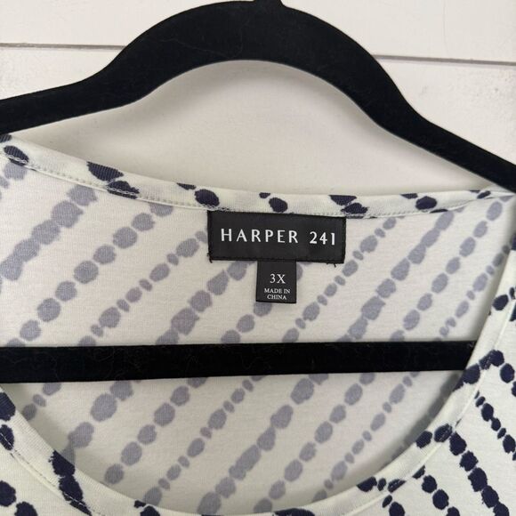 Harper 241 Women’s 3X White Patterned Stretchy Dress Plus Size - Picture 4 of 8